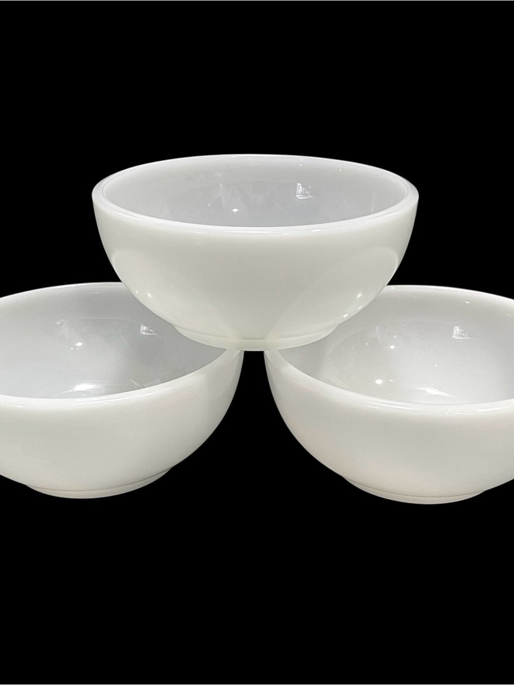 Vintage 1950s Anchor Hocking Anchorwhite (Milk White) Glass Chili Bowls (3) USA